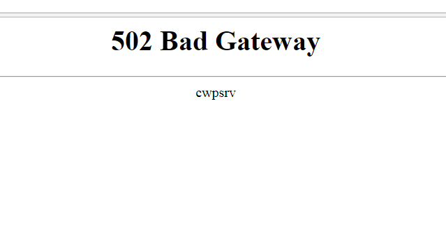 502 Bad Gateway error cwpsrv